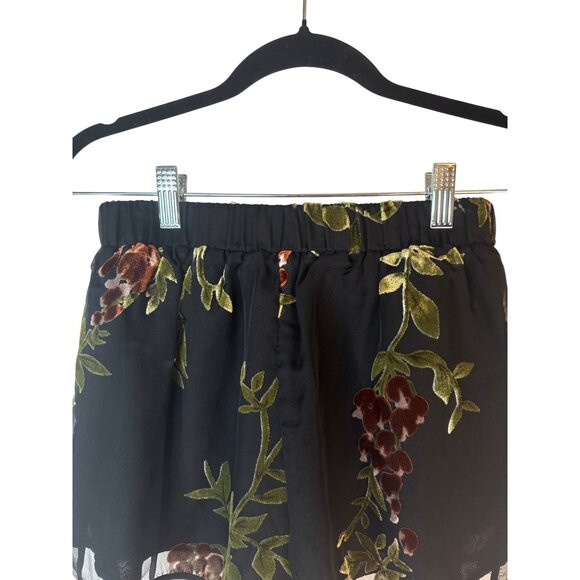 2/$30 Zara Woman Small Embroidered Mini Skirt Black Floral Velvet Overlay - Picture 7 of 9
